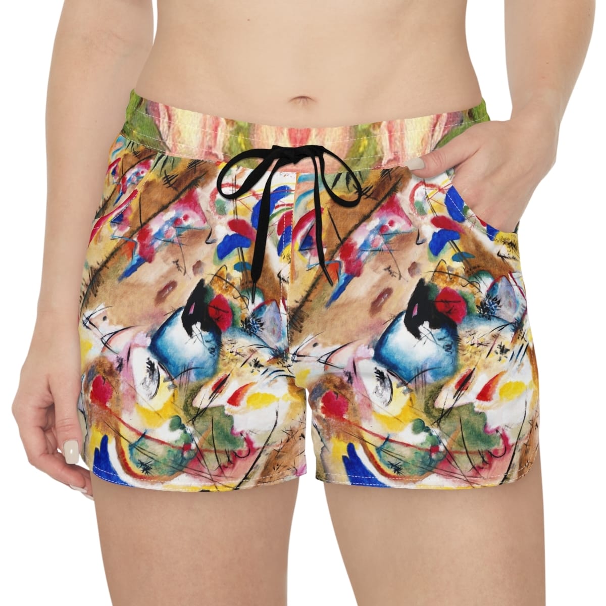 Womens Casual Art Shorts, Artist Wassily Kandinsky, Artwork 