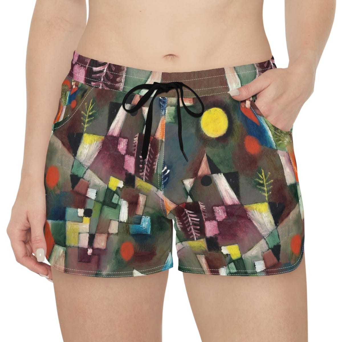Womens Casual Art Shorts, Artist Paul Klee, Artwork 
