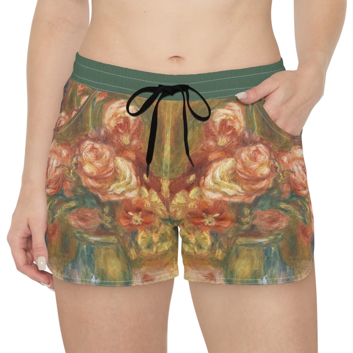 Womens Casual Art Shorts, Artist Pierre Auguste Renoir, Artwork 
