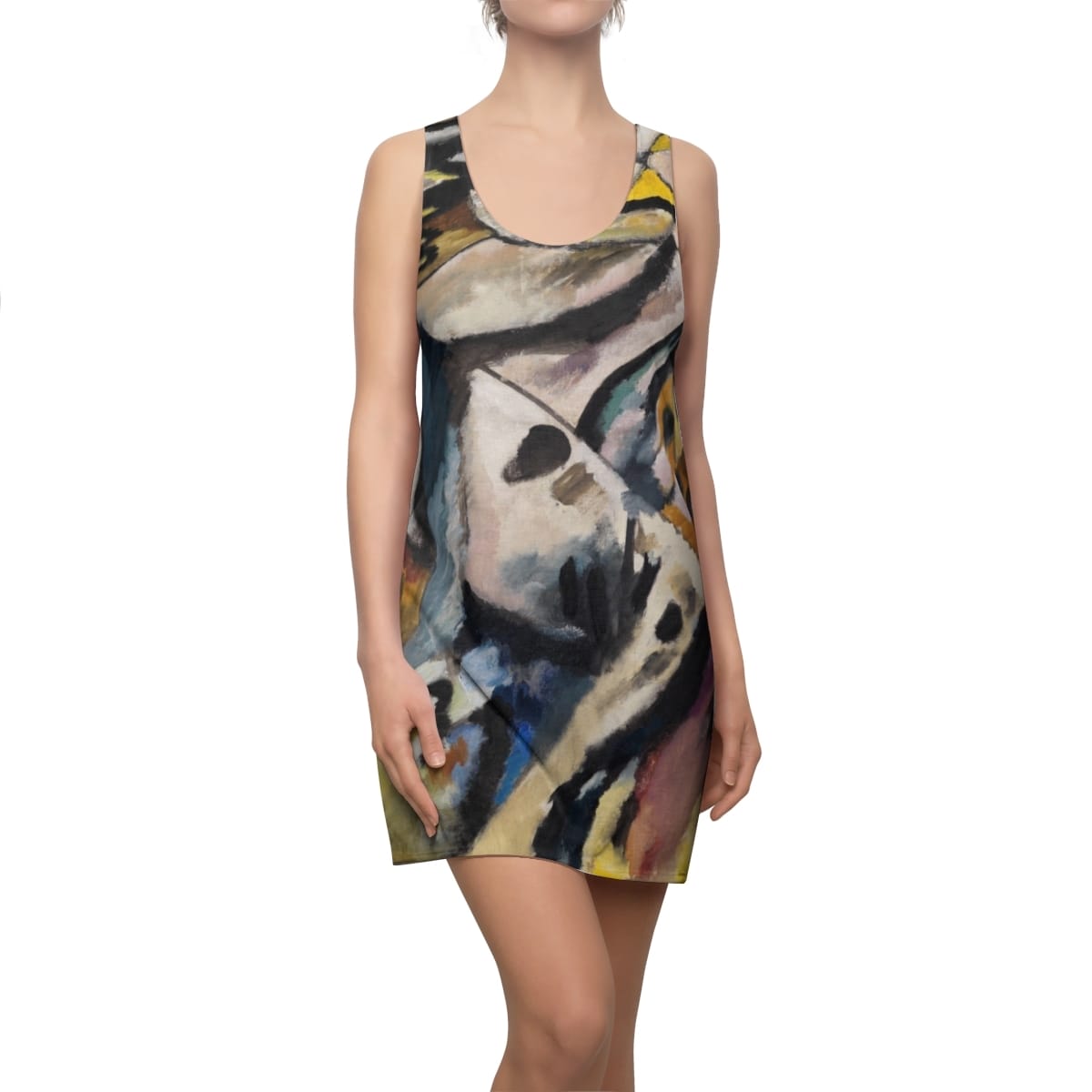 Womens Cut Sew Art Racerback Dress, Artist Wassily Kandinsky, Artwork 