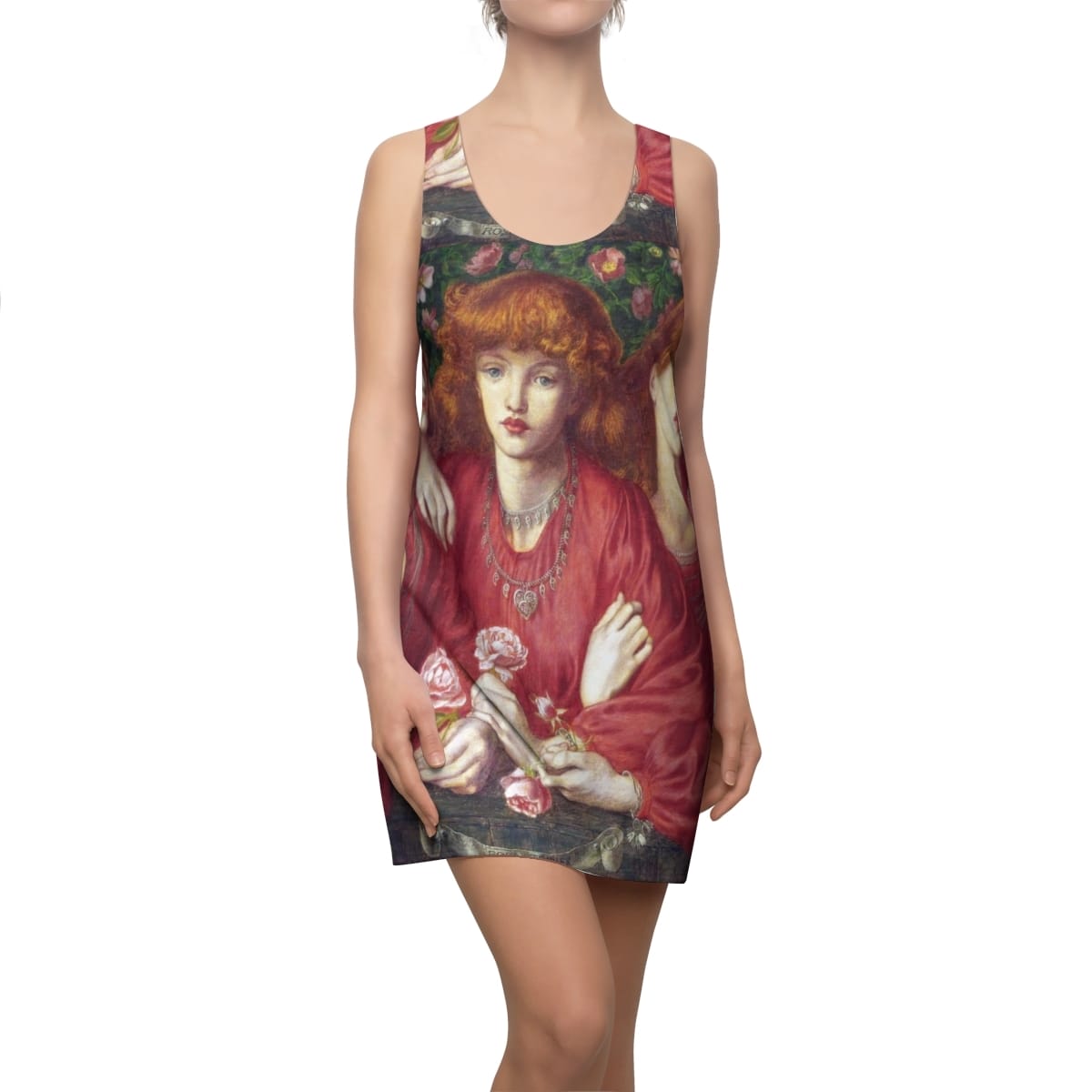 Womens Cut Sew Art Racerback Dress, Artist Dante Gabriel Rossetti, Artwork 