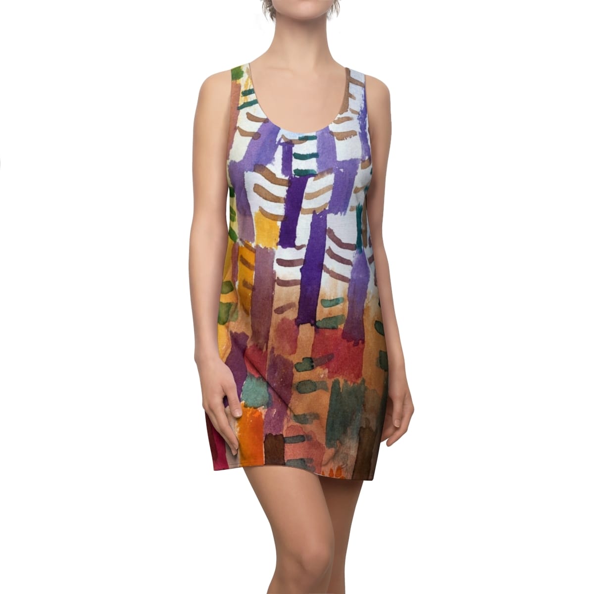 Womens Cut Sew Art Racerback Dress, Artist Paul Klee, Artwork 
