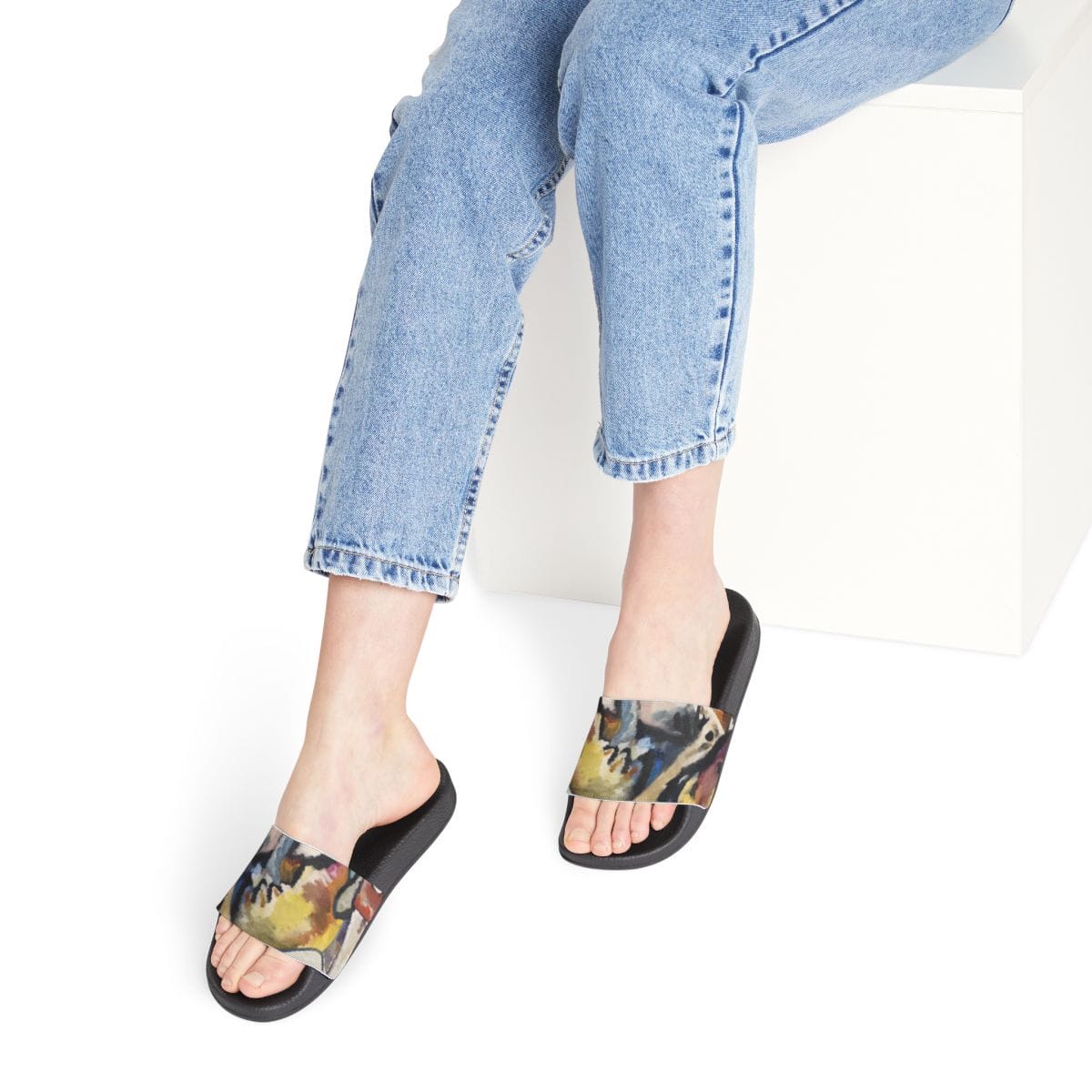 Womens Removable Strap Art Sandals, Artist Wassily Kandinsky, Artwork 