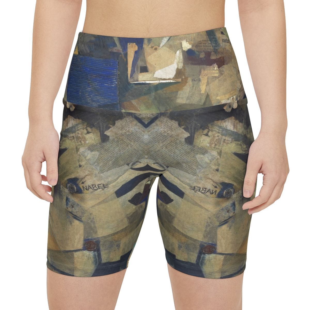 Womens Workout Art Shorts, Artist Kurt Schwitters, Artwork 