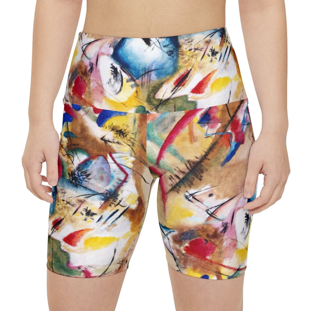 Womens Workout Art Shorts, Artist Wassily Kandinsky, Artwork 
