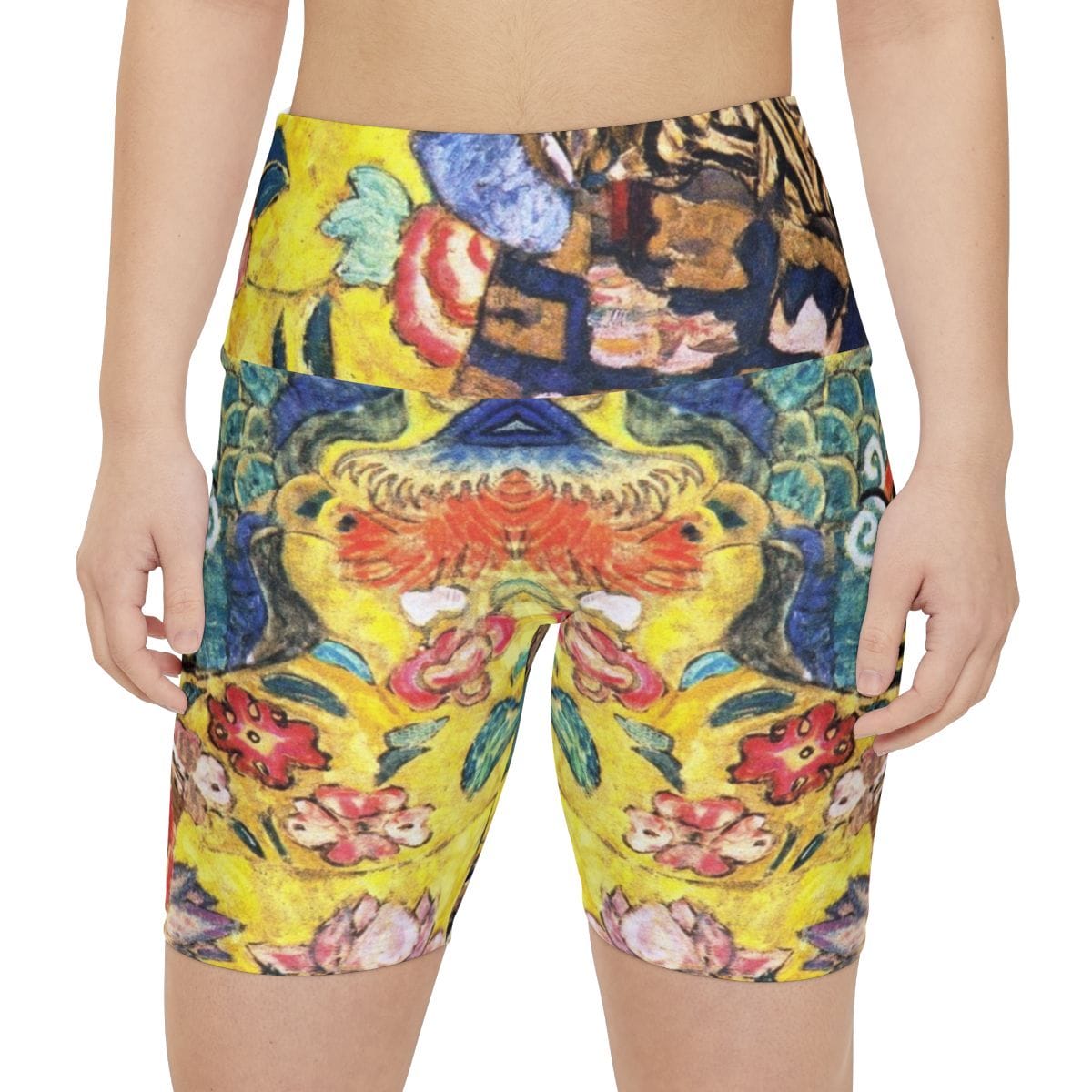 Womens Workout Art Shorts, Artist Gustav Klimt, Artwork 