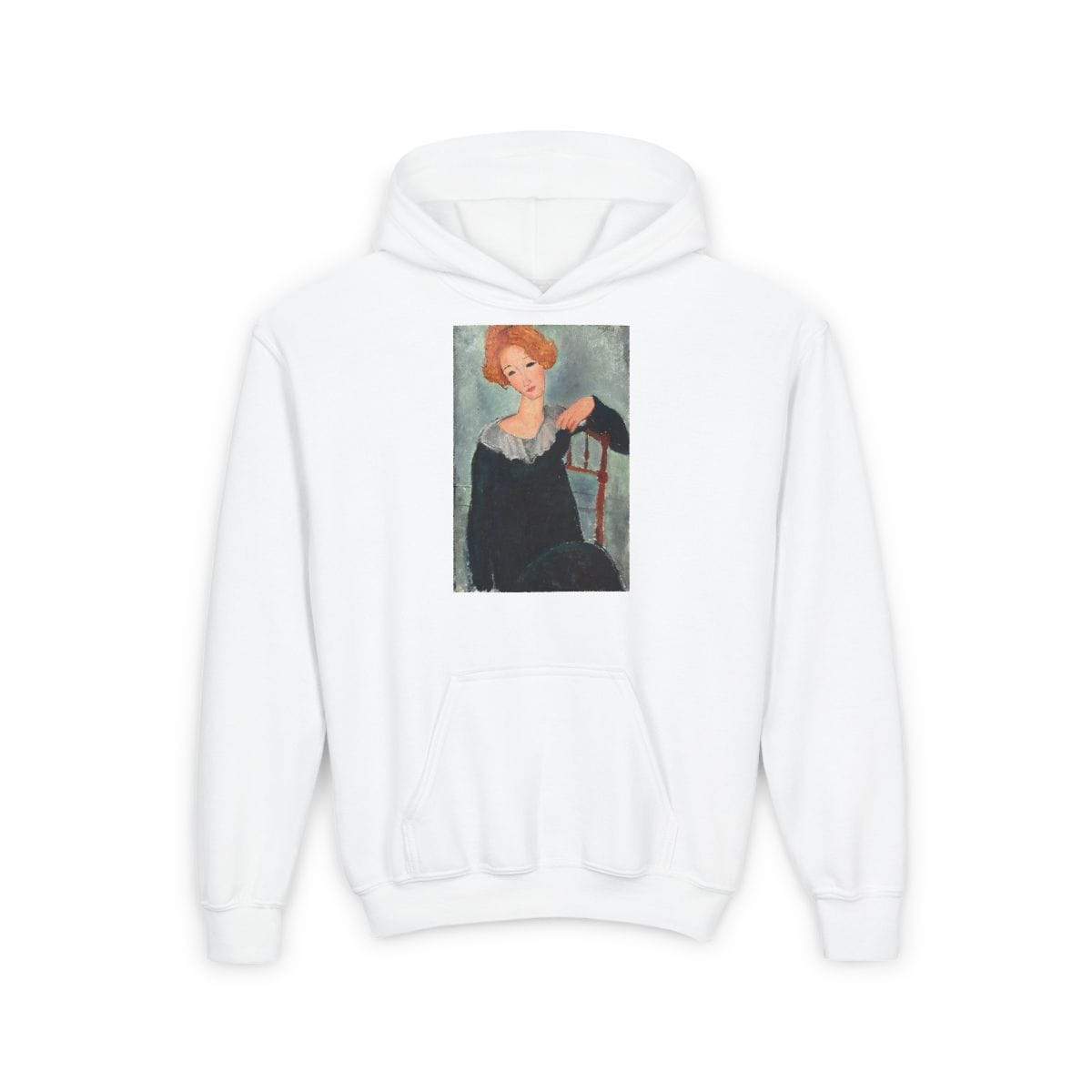 Youth Heavy Blend Hooded Art Sweatshirt, Artist Amedeo Modigliani, Artwork 