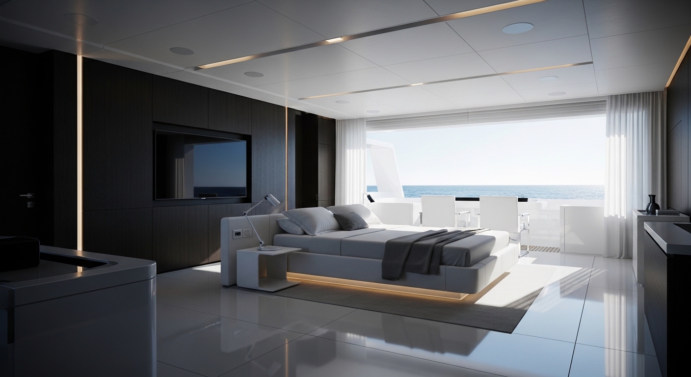 Contemporary monochrome bedroom concept